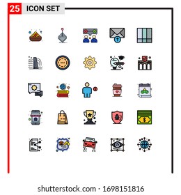 Modern Set of 25 Filled line Flat Colors and symbols such as grid; message; joystick; mail; team Editable Vector Design Elements