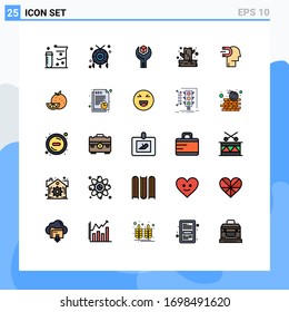 Modern Set of 25 Filled line Flat Colors Pictograph of power of influence; tree; config;  service Editable Vector Design Elements