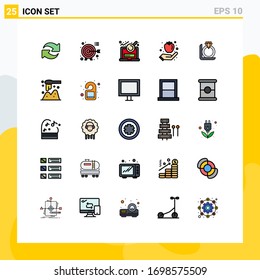 Modern Set of 25 Filled line Flat Colors and symbols such as diamond; healthy; analysis; healthy breakfast; apple Editable Vector Design Elements