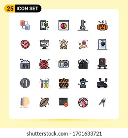 Modern Set of 25 Filled line Flat Colors Pictograph of eve; security; business; password; key Editable Vector Design Elements