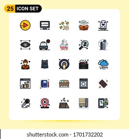 Modern Set of 25 Filled line Flat Colors and symbols such as scary; halloween; pay; ghost; package Editable Vector Design Elements