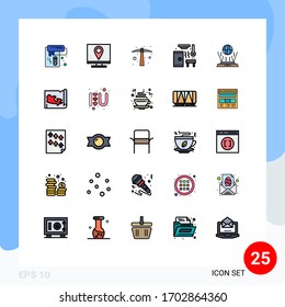 Modern Set of 25 Filled line Flat Colors Pictograph of internet; sauna; page; relax; tool Editable Vector Design Elements
