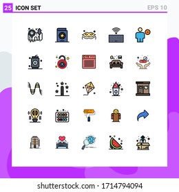 Conjunto moderno de 25 líneas llenas de color plano Pictograma de humanos; cuerpo; disfraz; avatar; elementos de diseño de vectores editables por teclado