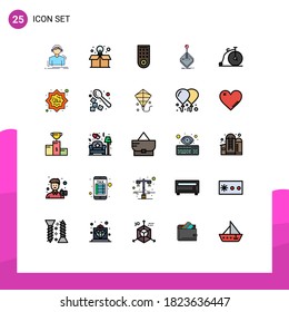 Modern Set of 25 Filled line Flat Colors and symbols such as old; stick; control; joystick; game Editable Vector Design Elements