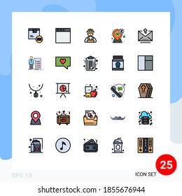Modern Set of 25 Filled line Flat Colors and symbols such as letter; present; builder; payment; finance Editable Vector Design Elements