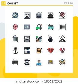 Modern Set of 25 Filled line Flat Colors Pictograph of drink; breakfast; scale; service; menu Editable Vector Design Elements