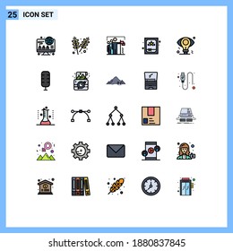 Conjunto moderno de 25 colores planos de línea rellenada y símbolos como bombilla; negocio; equipo; noche; Elementos de diseño de vectores editables de regalo