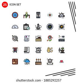 Modern Set of 25 Filled line Flat Colors Pictograph of garden; member; deleted; secret society; eye Editable Vector Design Elements