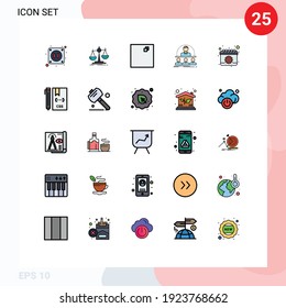 Modern Set of 25 Filled line Flat Colors Pictograph of date; easter; view; calendar; instructor Editable Vector Design Elements
