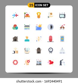 Modern Set of 25 Flat Colors Pictograph of microwave; internet; achievement; shopping; precentage Editable Vector Design Elements