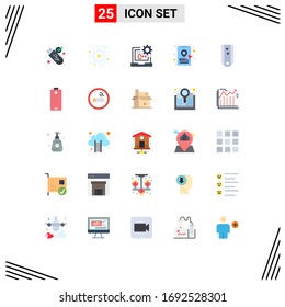 Modern Set of 25 Flat Colors Pictograph of insignia; location pin; c; online cab booking; development Editable Vector Design Elements