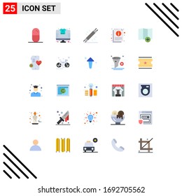 Conjunto moderno de 25 colores planos Pictograma de ubicación; hoja; dispositivos; información; elementos de diseño de vectores editables por hardware