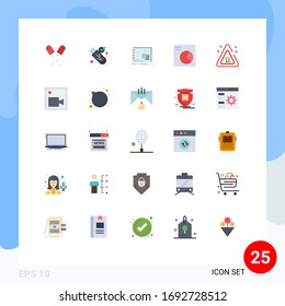 Modern Set of 25 Flat Colors Pictograph of road; wireframe; window; pie; program Editable Vector Design Elements
