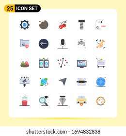 Modern Set of 25 Flat Colors Pictograph of development; coding; food; code; bolt Editable Vector Design Elements