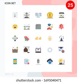 Conjunto moderno de 25 colores planos y símbolos como la vida; marca comercial; centro; seo; materiales de diseño de vectores editables de copyright