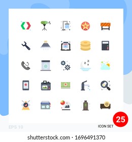 Modern Set of 25 Flat Colors Pictograph of road; attention; shower; star; satanic Editable Vector Design Elements