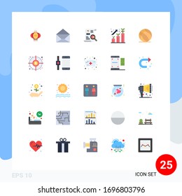 Modern Set of 25 Flat Colors and symbols such as ball; profit; portfolio; growth; business Editable Vector Design Elements