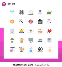 Modern Set of 25 Flat Colors Pictograph of technology; motion; living; glasses; grave Editable Vector Design Elements