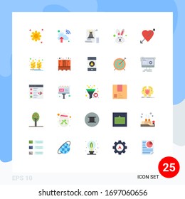 Modern Set of 25 Flat Colors Pictograph of love; arrow; tower; face; easter Editable Vector Design Elements