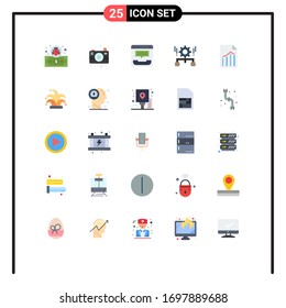Modern Set of 25 Flat Colors and symbols such as file; share; communication; setting; gear Editable Vector Design Elements