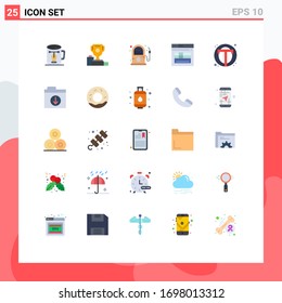 Modern Set of 25 Flat Colors and symbols such as website; secure; cup; page; gasoline Editable Vector Design Elements