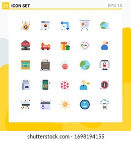 Modern Set of 25 Flat Colors Pictograph of presentation; keynote; server; graph; down Editable Vector Design Elements