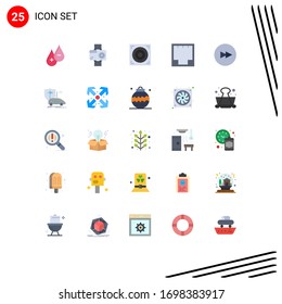 Modernes Set von 25 Flachfarben-Pictograph des Hafens; Internet; Video; Ethernet; Design-Elemente für Web Editierbare Vektorillustrationen