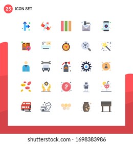 Modern Set of 25 Flat Colors Pictograph of mobile app; medical; column; law; auction Editable Vector Design Elements