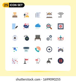 Conjunto moderno de 25 imágenes de colores planos de las finanzas; negocios; boda; banco; elementos de diseño de vectores editables de tarjeta