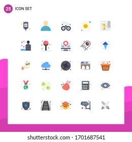 Modern Set of 25 Flat Colors Pictograph of report; biology; device; yoga; meditation Editable Vector Design Elements