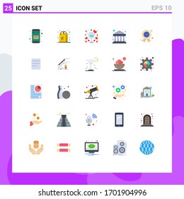 Modern Set of 25 Flat Colors Pictograph of holiday; commercial; shopping; bank; romantic Editable Vector Design Elements