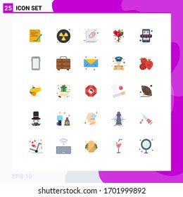 Modern Set of 25 Flat Colors and symbols such as phone; wedding; attached document; heart; flower Editable Vector Design Elements