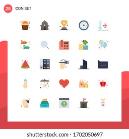 Modern Set of 25 Flat Colors Pictograph of nature; speedometer; tower; devices; canada Editable Vector Design Elements