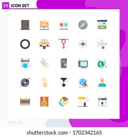 Modern Set of 25 Flat Colors and symbols such as internet; access; drink; text; basic Editable Vector Design Elements