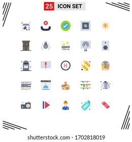 Modern Set of 25 Flat Colors and symbols such as architecture; sun; success; solar; safe Editable Vector Design Elements