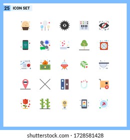 Modern Set of 25 Flat Colors and symbols such as security; eye; wheel; block; speaker Editable Vector Design Elements