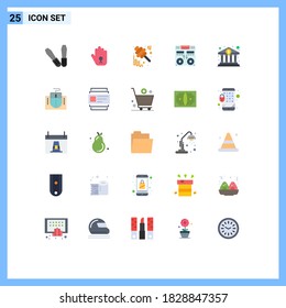 Modern Set of 25 Flat Colors Pictograph of buy; music; honey; mixer; console Editable Vector Design Elements