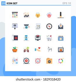 Modern Set of 25 Flat Colors Pictograph of brush; co; sale tag; carbone dioxide; man Editable Vector Design Elements