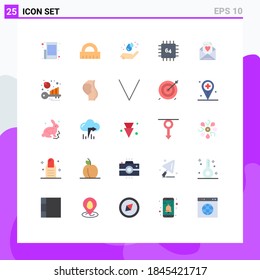 Modern Set of 25 Flat Colors Pictograph of email; gadget; earth day; devices; chip Editable Vector Design Elements
