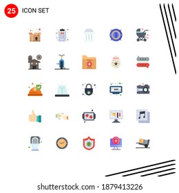 Conjunto moderno de 25 colores planos y símbolos como el bebé; informática; banco; mundo; elementos de diseño de vectores editables por Internet