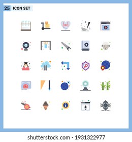 Modern Set of 25 Flat Colors Pictograph of protection; ladle; heart; kitchen; cooking Editable Vector Design Elements