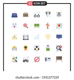 Modern Set of 25 Flat Colors and symbols such as atm; lights; criminal; light; celebration Editable Vector Design Elements