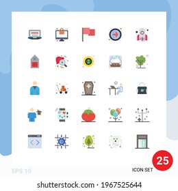 Modern Set of 25 Flat Colors Pictograph of rocket; business; basic; start up; next Editable Vector Design Elements