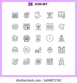 Modern Set of 25 Lines Pictograph of image; wheat; coding; plant; agriculture Editable Vector Design Elements