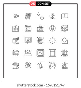 Modern Set of 25 Lines Pictograph of basic; chat; disease; present; bouquet Editable Vector Design Elements