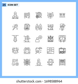 Modern Set of 25 Lines Pictograph of vision; market; dollar; eye; world Editable Vector Design Elements