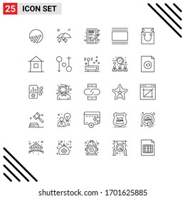 Modern Set of 25 Lines Pictograph of vertical; layout; creative; flow; learning Editable Vector Design Elements
