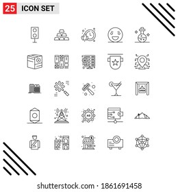 Modern Set of 25 Lines Pictograph of flask; monster; stack; horror; evil Editable Vector Design Elements