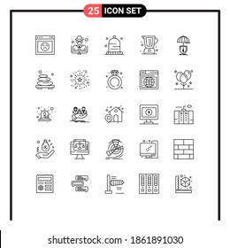 Modern Set of 25 Lines Pictograph of insurance; jug; autumn; cooking; baked Editable Vector Design Elements