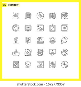 Modern Set of 25 Lines and symbols such as paint; education; devices; read; technology Editable Vector Design Elements